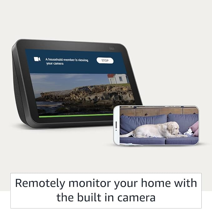Amazon Echo Show 8 (2nd Gen) Black with Qubo Smart 360 3MP 1296p WiFi CCTV Security Camera