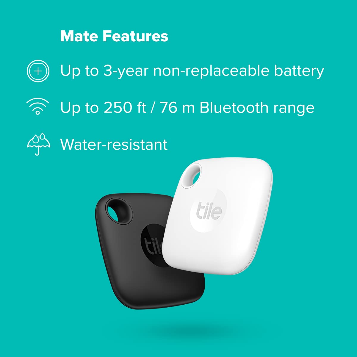Tile Mate1st Gen Bluetooth Item Finder, 2 Pack, 60m Finding Range, Compatible with Alexa & Google Home, iOS & Android Compatible, Upto 3 Years of Battery, Find Keys, Remotes & More, Black/White