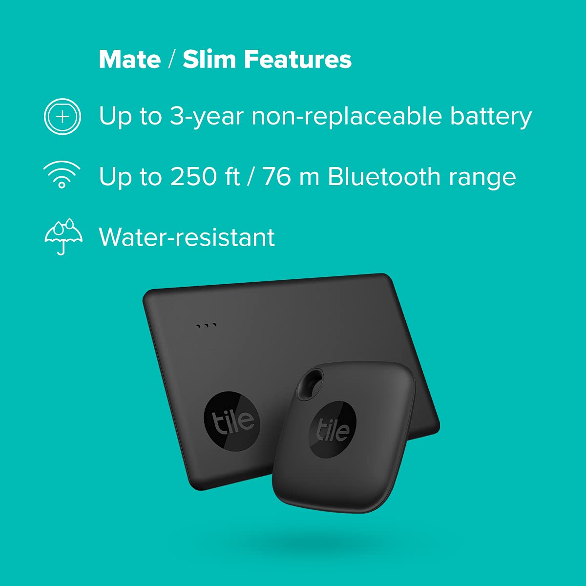 Tile Mate1st Gen Bluetooth Item Finder, 2 Pack, 60m Finding Range, Compatible with Alexa & Google Home, iOS & Android Compatible, Upto 3 Years of Battery, Find Keys, Remotes & More, Black/White