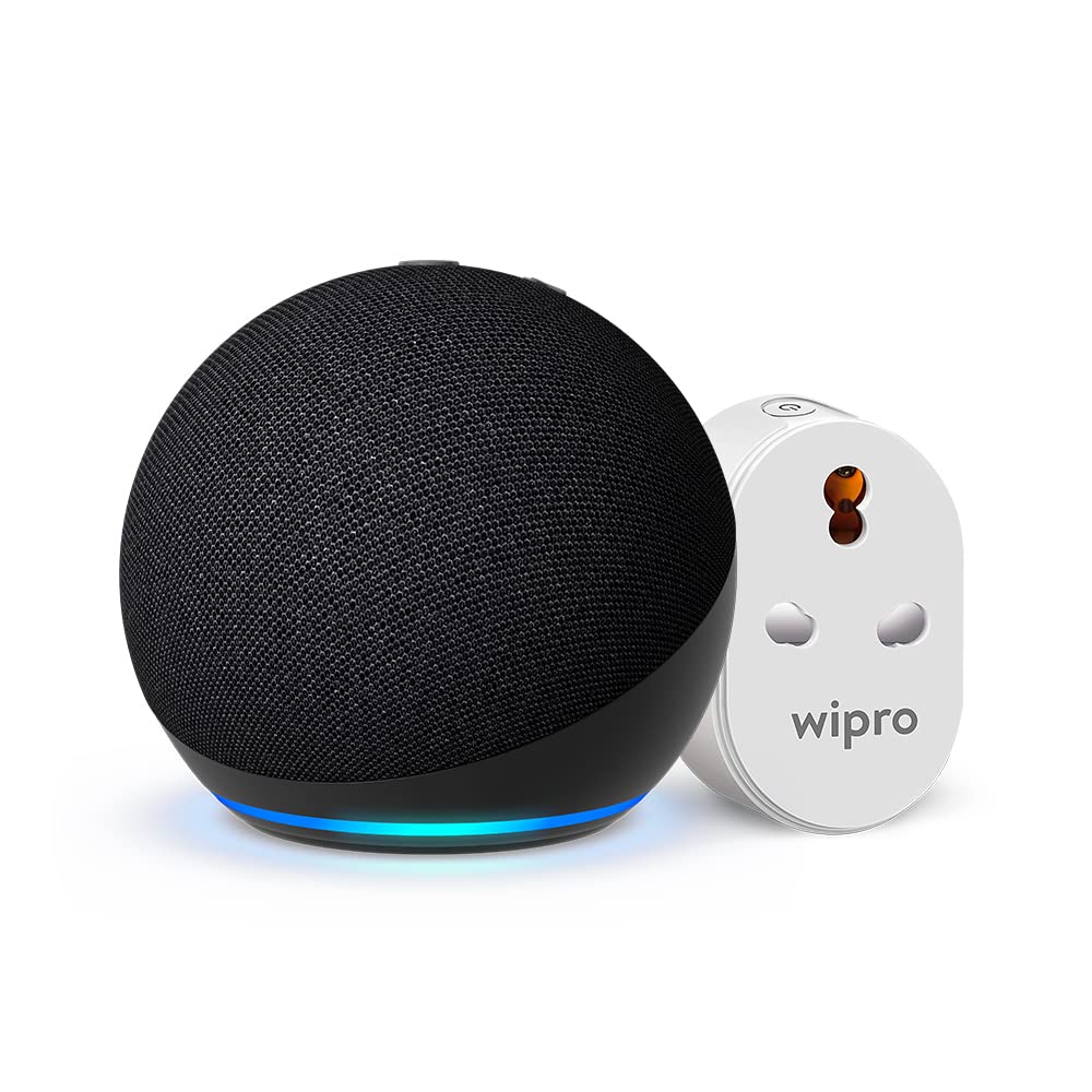 Amazon Echo Dot (5th Gen, Black) Combo with Wipro 16A Smart Plug