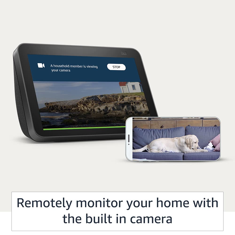 Amazon Echo Show 8 (2nd Gen) Black with Qubo Smart 360 3MP 1296p WiFi CCTV Security Camera