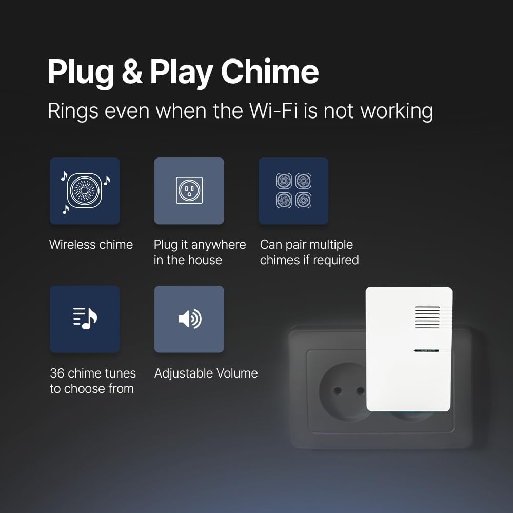 Qubo Smart Wi-Fi Video Doorbell Pro 2K from Hero Group | Instant Phone Visitor Video Call | Intruder Alarm | 3MP 1296P Resolution | 2-Way Talk | NightPulse Vision