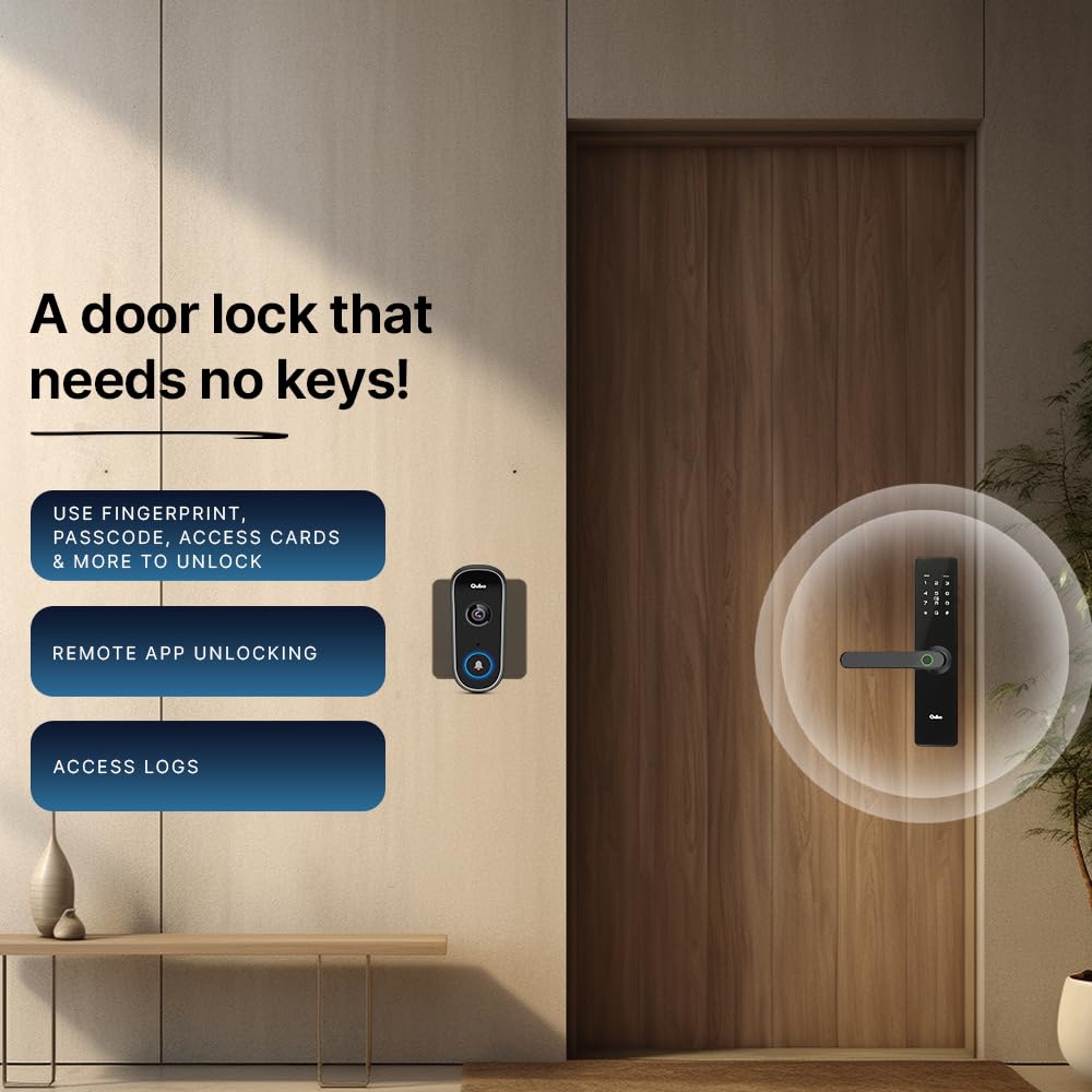 Qubo Smart Wi-Fi Video Doorbell Pro 2K from Hero Group | Instant Phone Visitor Video Call | Intruder Alarm | 3MP 1296P Resolution | 2-Way Talk | NightPulse Vision