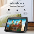Amazon Echo Show 8 (2nd Gen) Black with Qubo Smart 360 3MP 1296p WiFi CCTV Security Camera