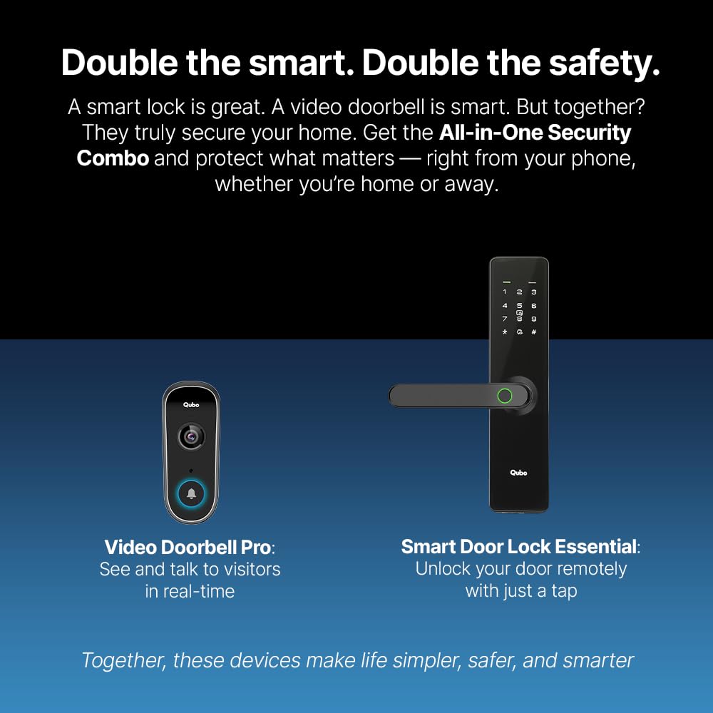 Qubo Smart Wi-Fi Video Doorbell Pro 2K from Hero Group | Instant Phone Visitor Video Call | Intruder Alarm | 3MP 1296P Resolution | 2-Way Talk | NightPulse Vision