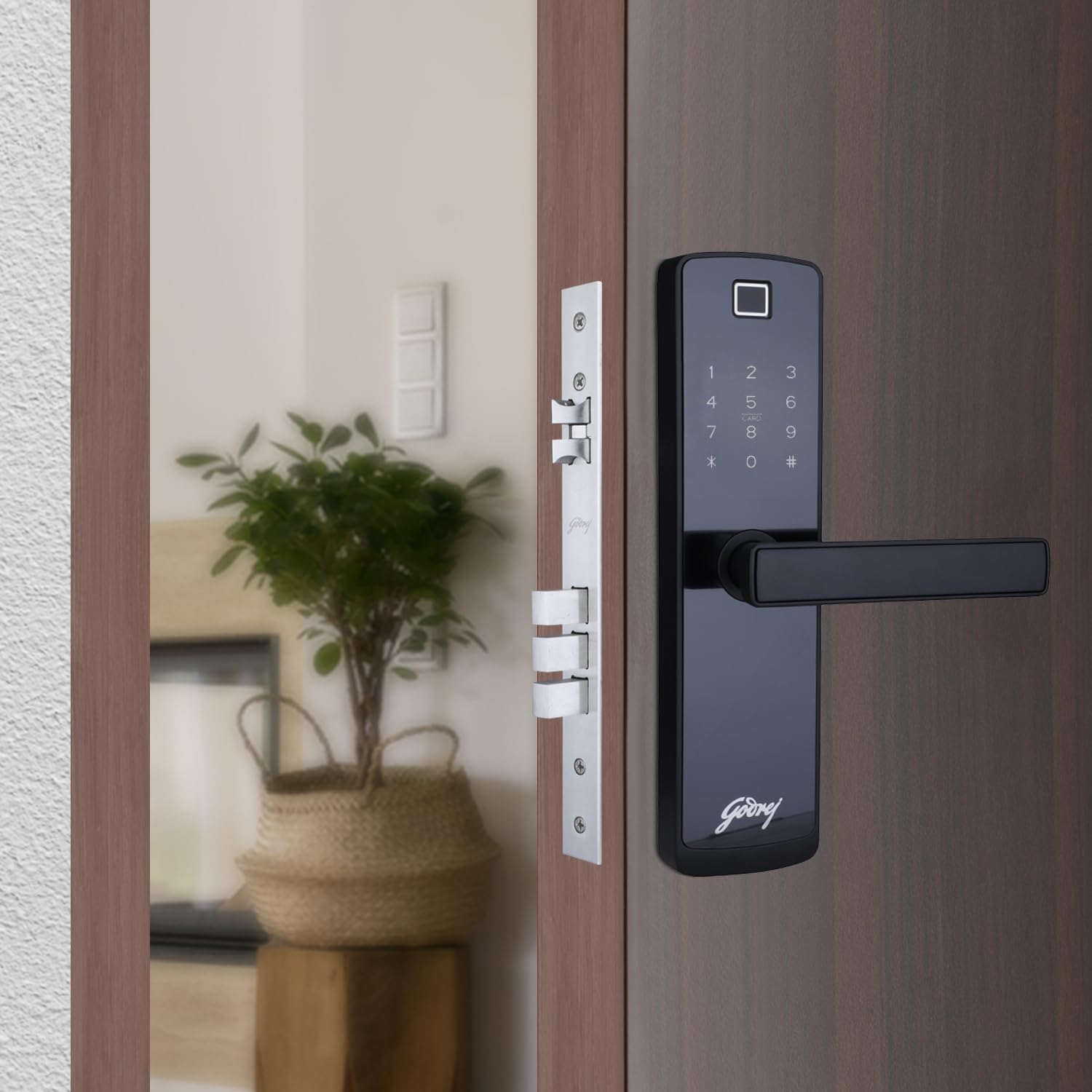 Godrej Smart Lock | Catus Connect | 5 in 1 Access | WiFi |Fingerprint |RFID Card | PIN Access| Key|3 Strong Locking Dead Bolts | Main Door Digital Lock | Rose Gold | 3 Yr Warranty | Free Installation