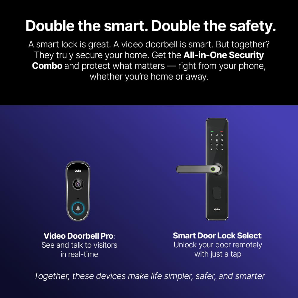 Qubo Smart Wi-Fi Video Doorbell Pro 2K from Hero Group | Instant Phone Visitor Video Call | Intruder Alarm | 3MP 1296P Resolution | 2-Way Talk | NightPulse Vision