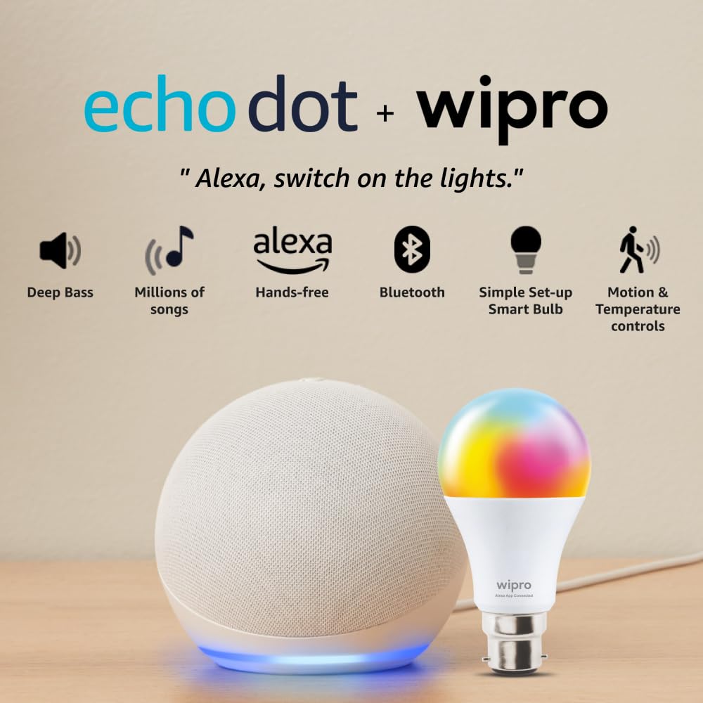Amazon Echo Dot (5th Gen, Black) Combo with Wipro 16A Smart Plug
