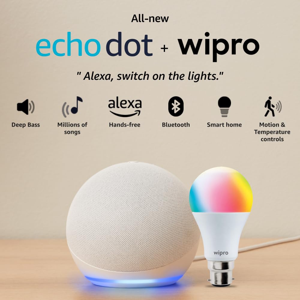Amazon Echo Dot (5th Gen, Black) Combo with Wipro 16A Smart Plug