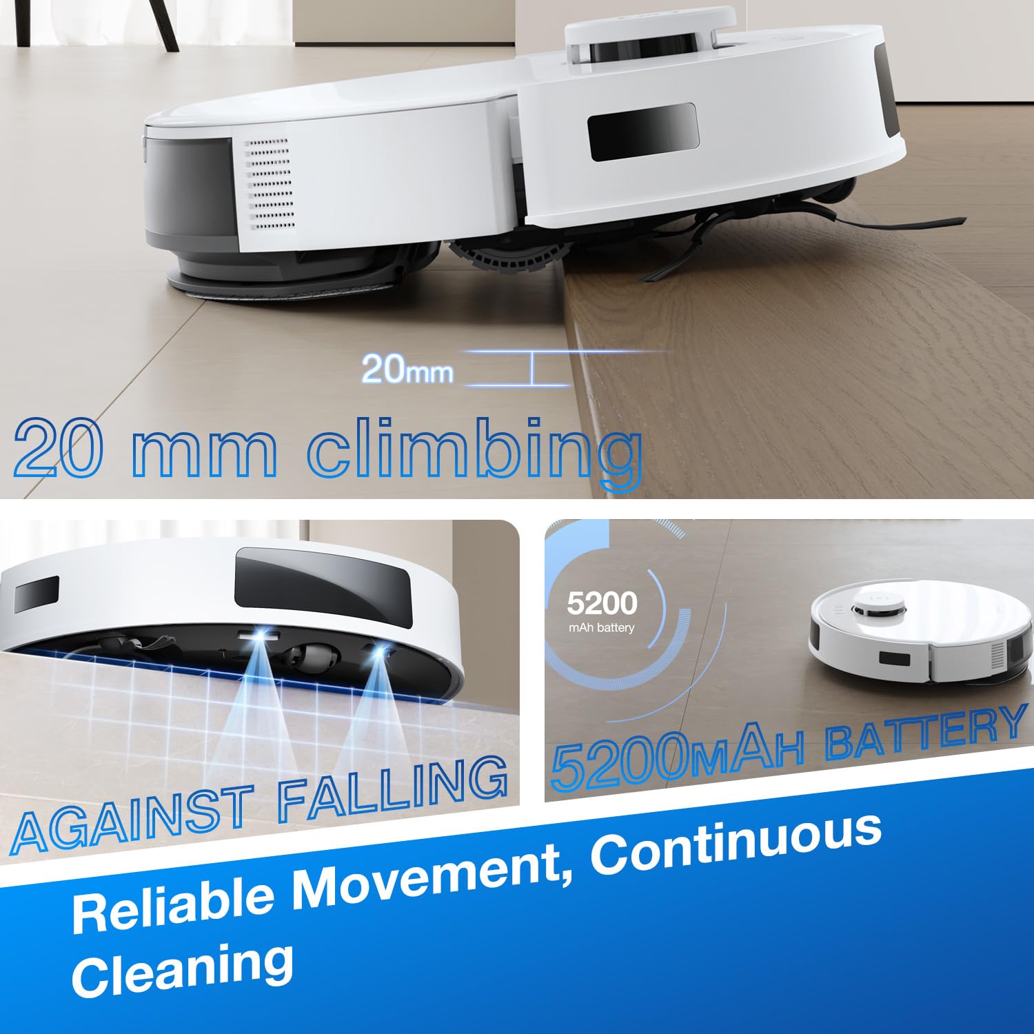 ECOVACS DEEBOT N20 PRO 2 in 1 Robotic Vacuum Cleaner & Mop, 8000 Pa Suction, Covers 3500+ Sq.Ft, Anti-Hair Tangle, Intelligent TrueMapping, Ozmo Vibrating Mop, Wet & Dry Cleaning, 300 Minutes Run-Time