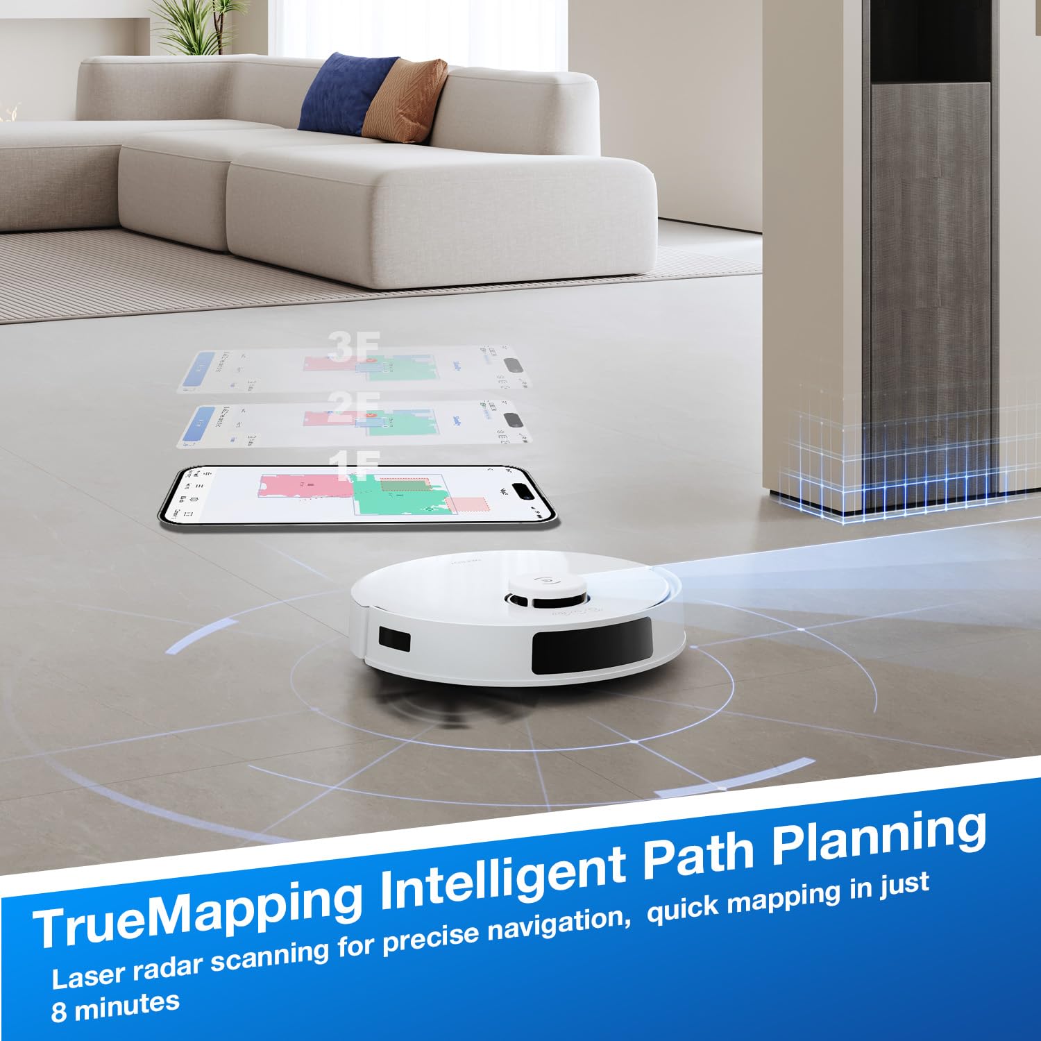 ECOVACS DEEBOT N20 PRO 2 in 1 Robotic Vacuum Cleaner & Mop, 8000 Pa Suction, Covers 3500+ Sq.Ft, Anti-Hair Tangle, Intelligent TrueMapping, Ozmo Vibrating Mop, Wet & Dry Cleaning, 300 Minutes Run-Time