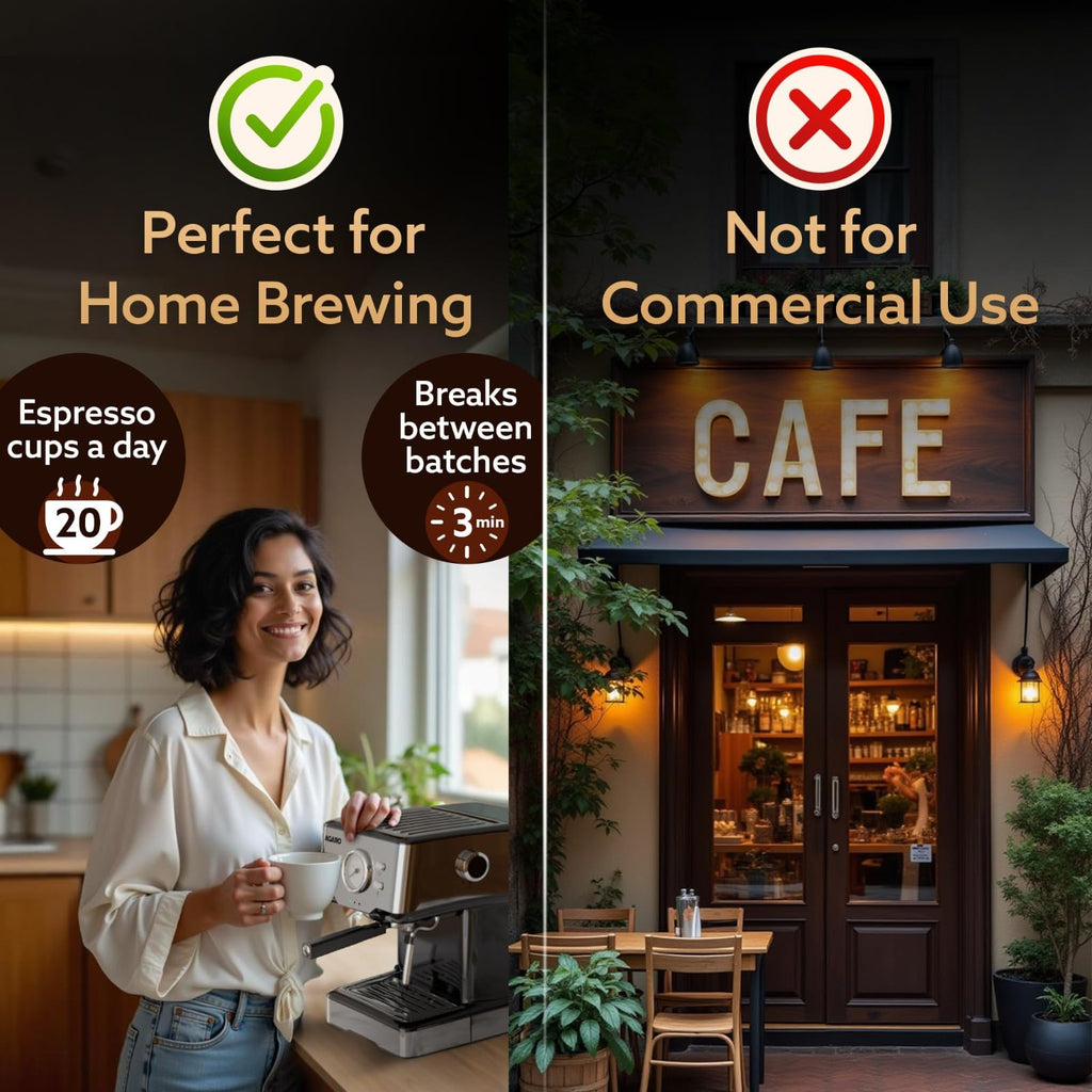 AGARO Regency Espresso Coffee Maker, Adjustable Pressure up to 20 Bars, Cappuccino Coffee Maker with Adjustable Foaming Milk Frother Wand for Steam Espresso, 1.2L Removable Water Tank, 1350W, White