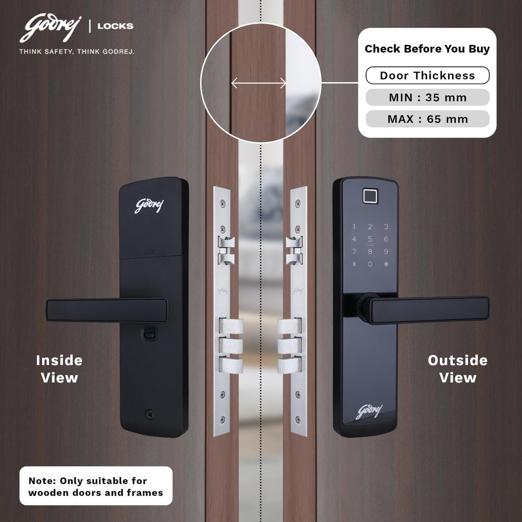 Godrej Smart Lock | Catus Connect | 5 in 1 Access | WiFi |Fingerprint |RFID Card | PIN Access| Key|3 Strong Locking Dead Bolts | Main Door Digital Lock | Rose Gold | 3 Yr Warranty | Free Installation