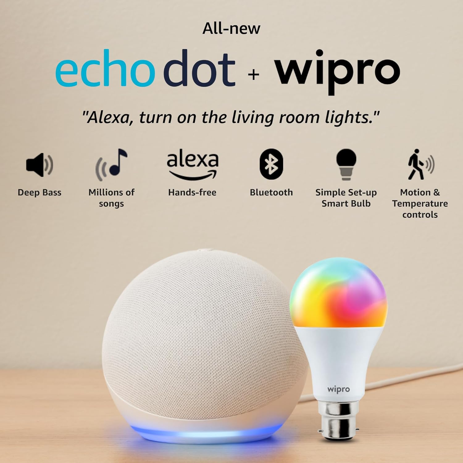 Amazon Echo Dot (5th Gen, Black) Combo with Wipro 16A Smart Plug