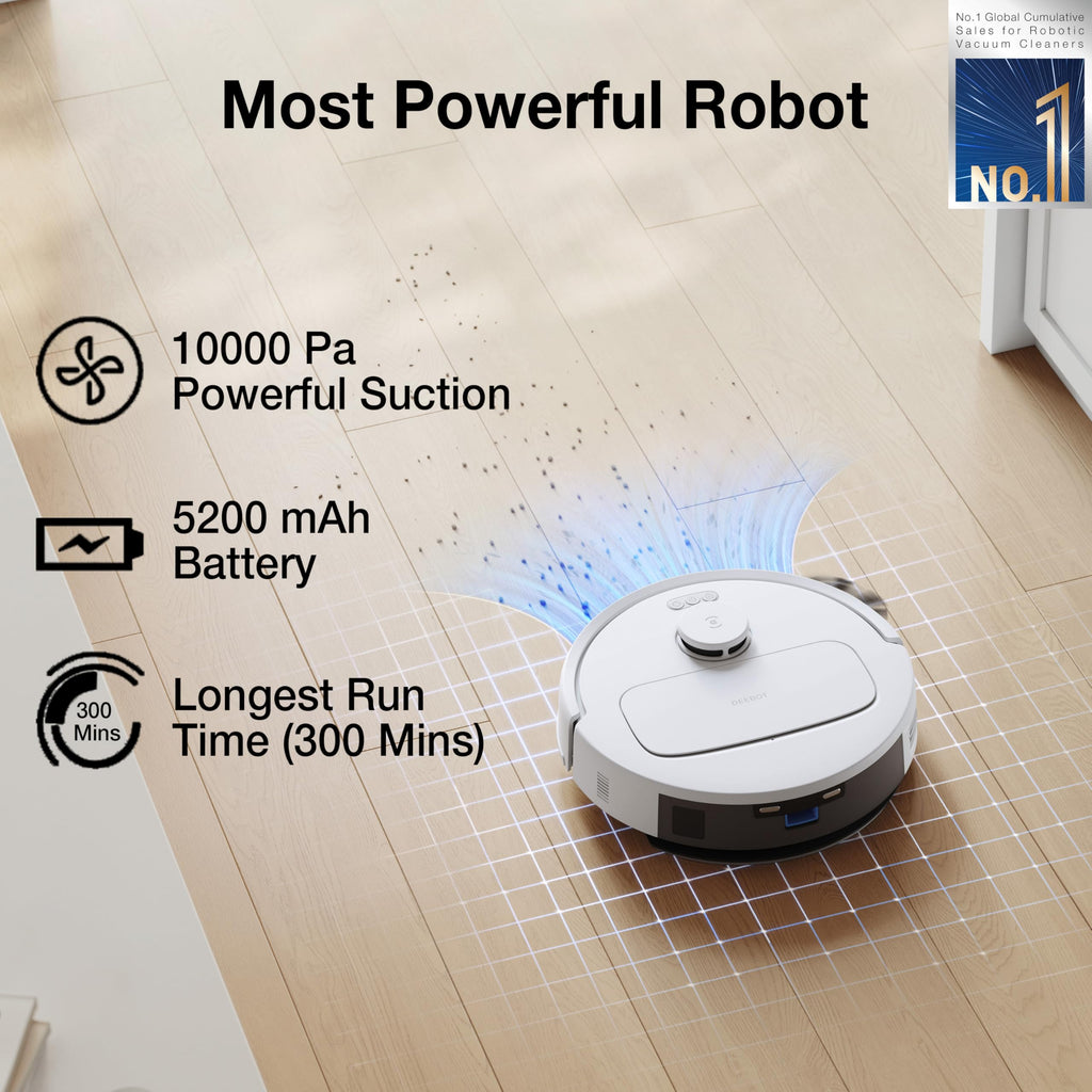 ECOVACS DEEBOT N20 PRO 2 in 1 Robotic Vacuum Cleaner & Mop, 8000 Pa Suction, Covers 3500+ Sq.Ft, Anti-Hair Tangle, Intelligent TrueMapping, Ozmo Vibrating Mop, Wet & Dry Cleaning, 300 Minutes Run-Time