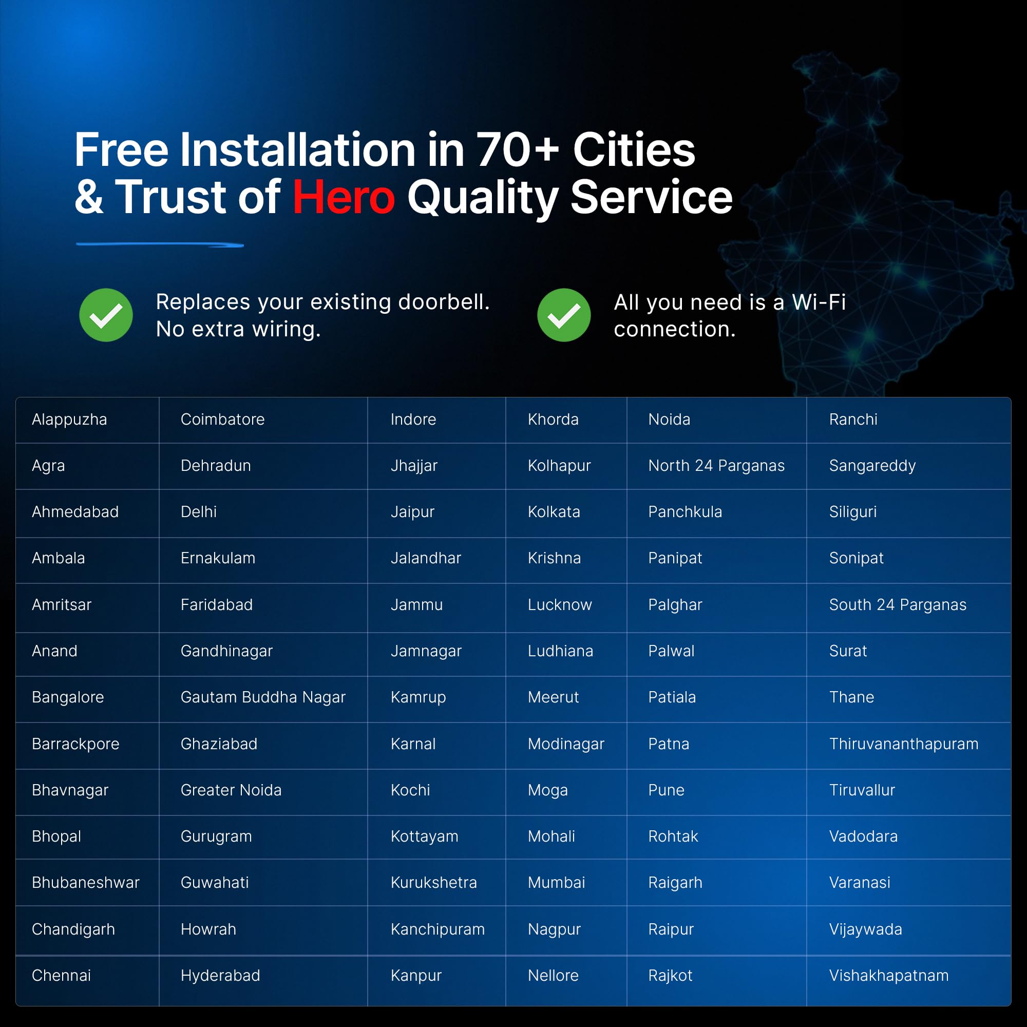 Qubo Smart Wi-Fi Video Doorbell Pro 2K from Hero Group | Instant Phone Visitor Video Call | Intruder Alarm | 3MP 1296P Resolution | 2-Way Talk | NightPulse Vision